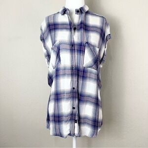 Rails White Plaid Flannel Sleeveless Button Down Shirt Women's Size Extra Small
